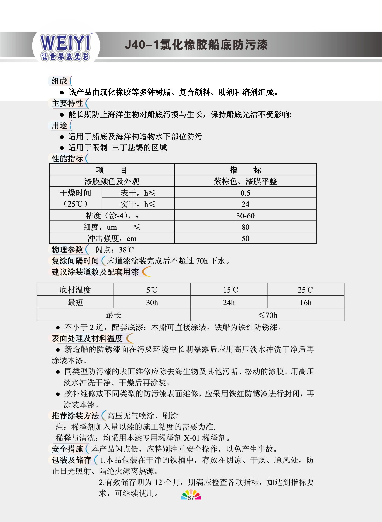 J40-1氯化橡膠船底防污漆